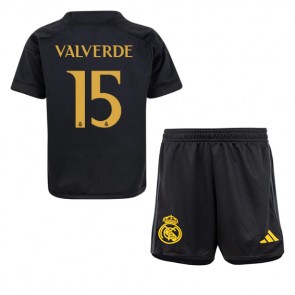 Real Madrid Federico Valverde #15 Dětské Alternativní dres komplet 2023-24 Krátký Rukáv (+ trenýrky)